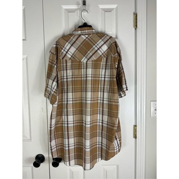 Plains Mens Vintage Plaid Pearl Snaps Shirt Size Large Tall - Picture 2 of 3
